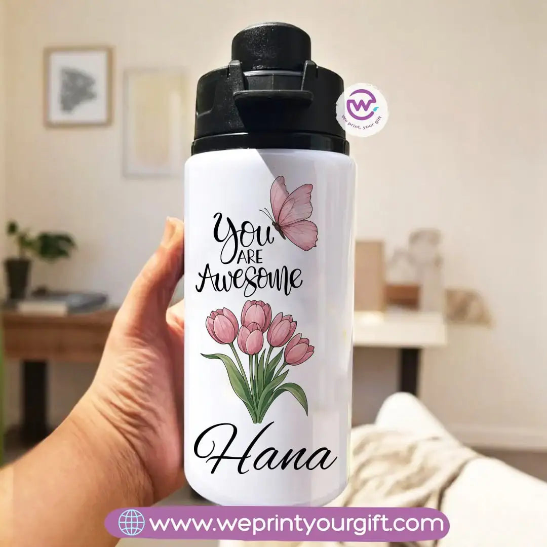 Water flask with name- Motivation - WE PRINT