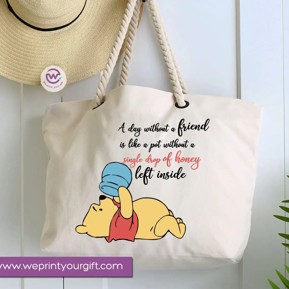 Custom Hand bag- Beach bag-Pooh - WE PRINT
