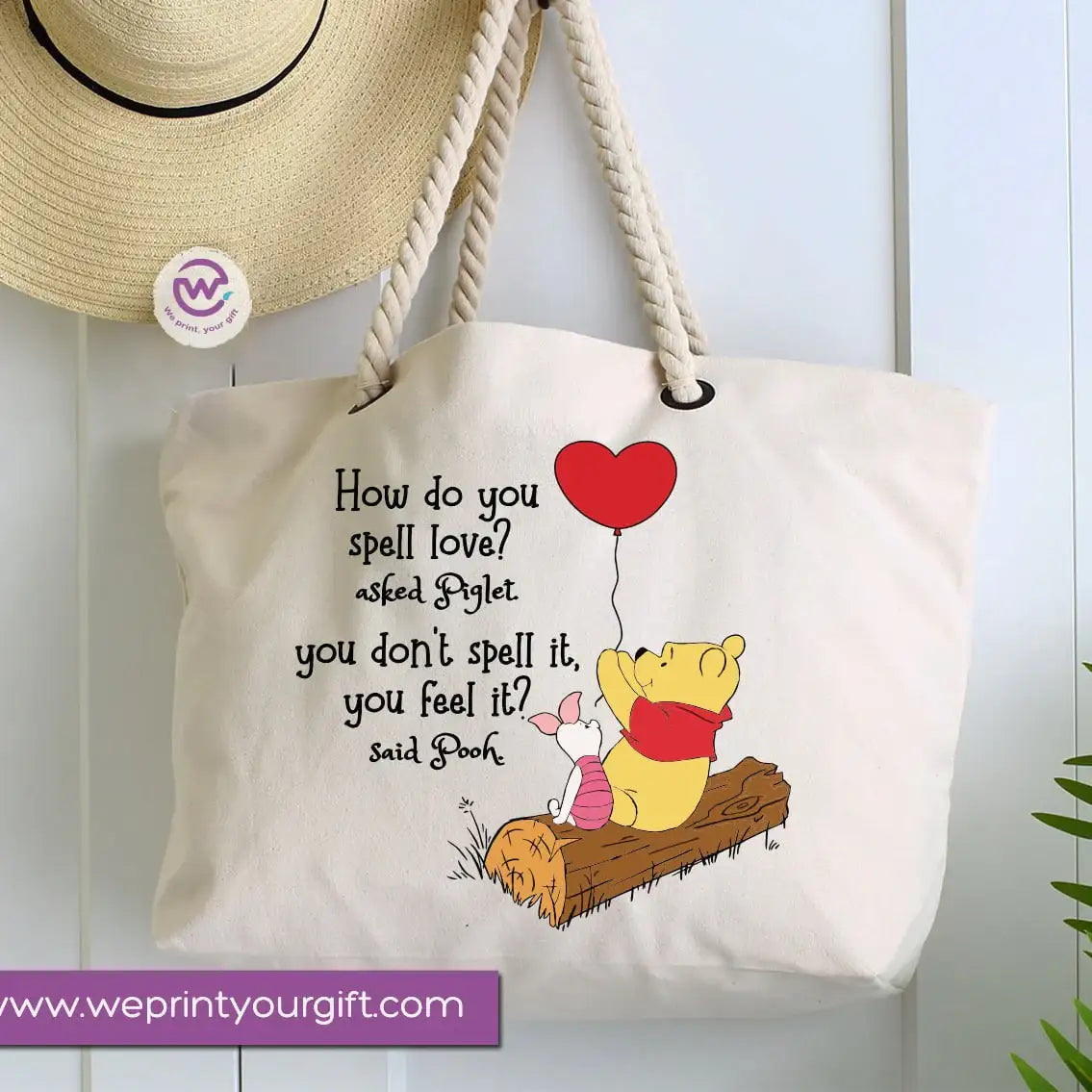 Custom Hand bag- Beach bag-Pooh - WE PRINT