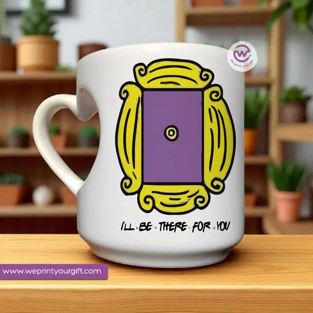 Heart handle ceramic mug- Friends - WE PRINT