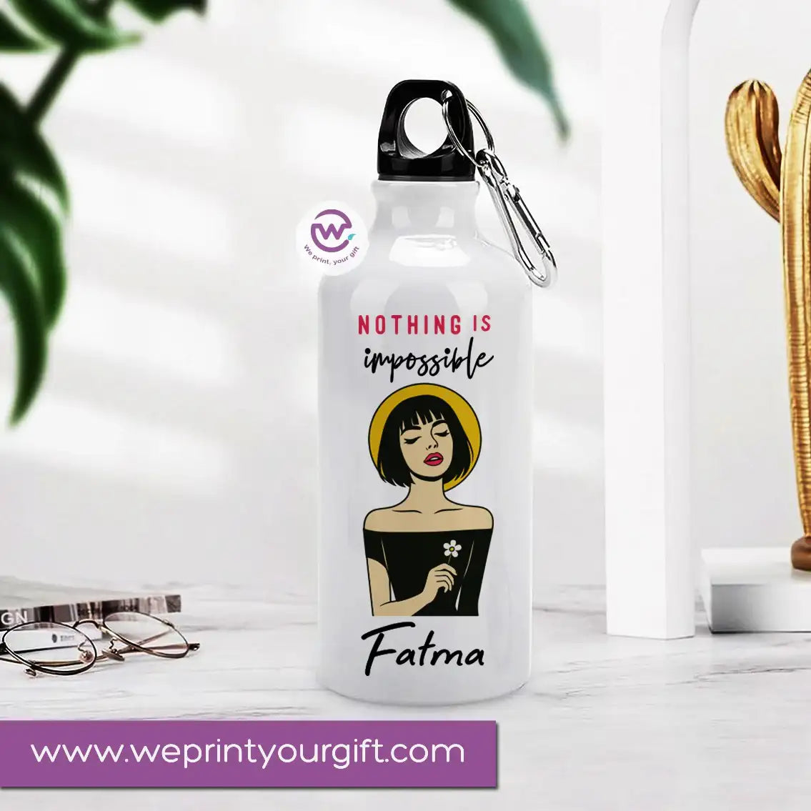 Custom water bottle- Floral-Names - WE PRINT