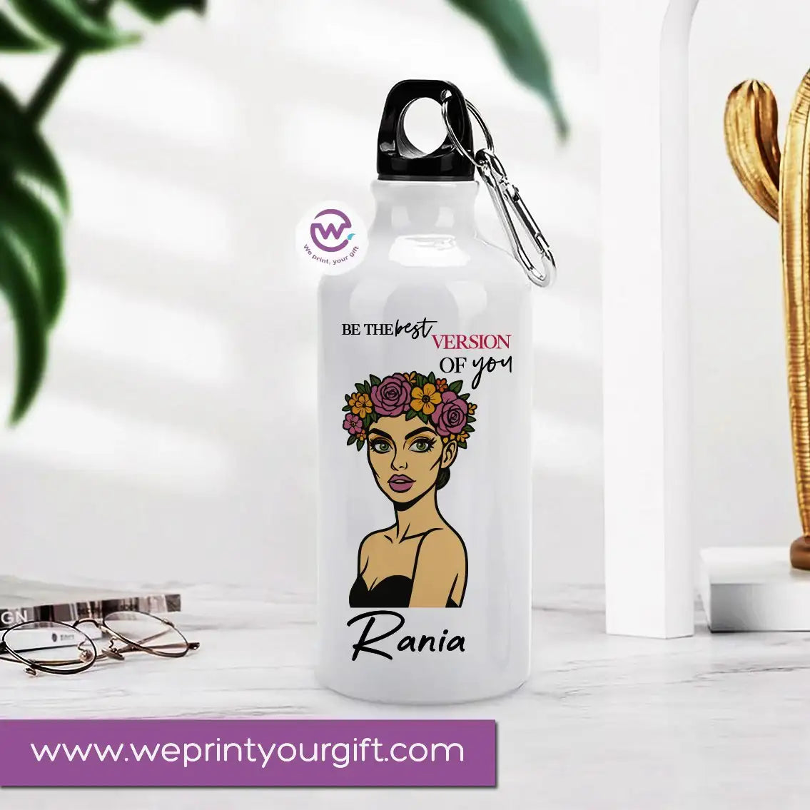 Custom water bottle- Floral-Names - WE PRINT