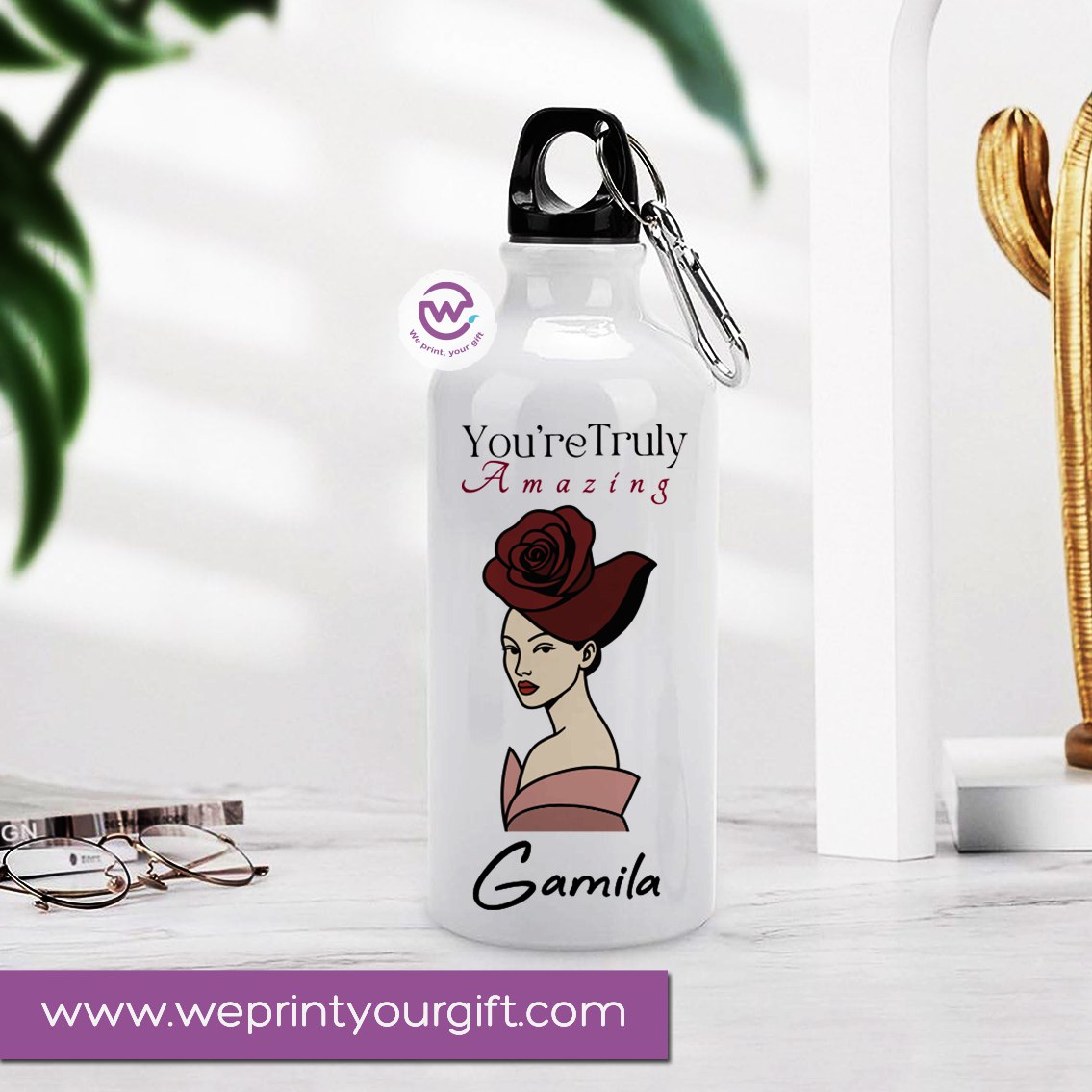 Custom water bottle- Floral-Names