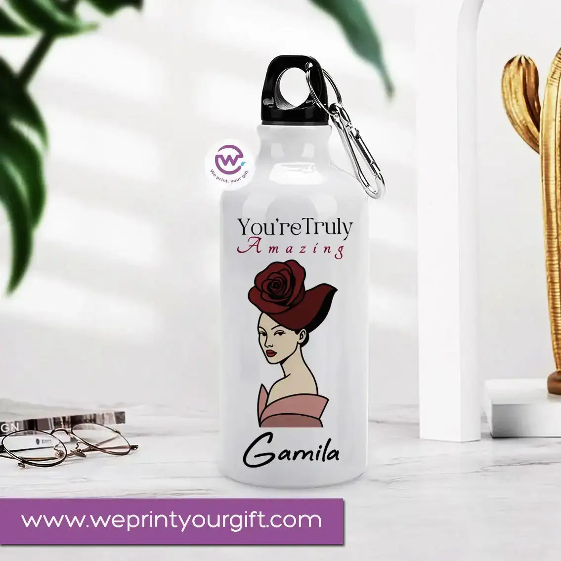 Custom water bottle- Floral-Names - WE PRINT