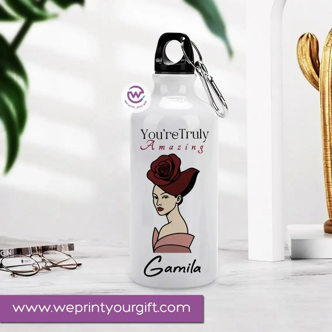 Custom water bottle- Floral-Names - WE PRINT