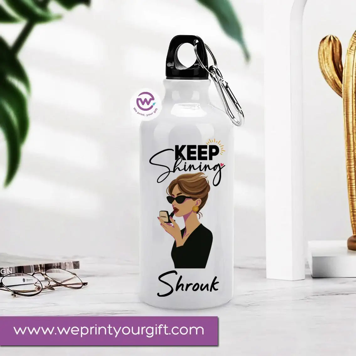 Custom water bottle- Floral-Names - WE PRINT