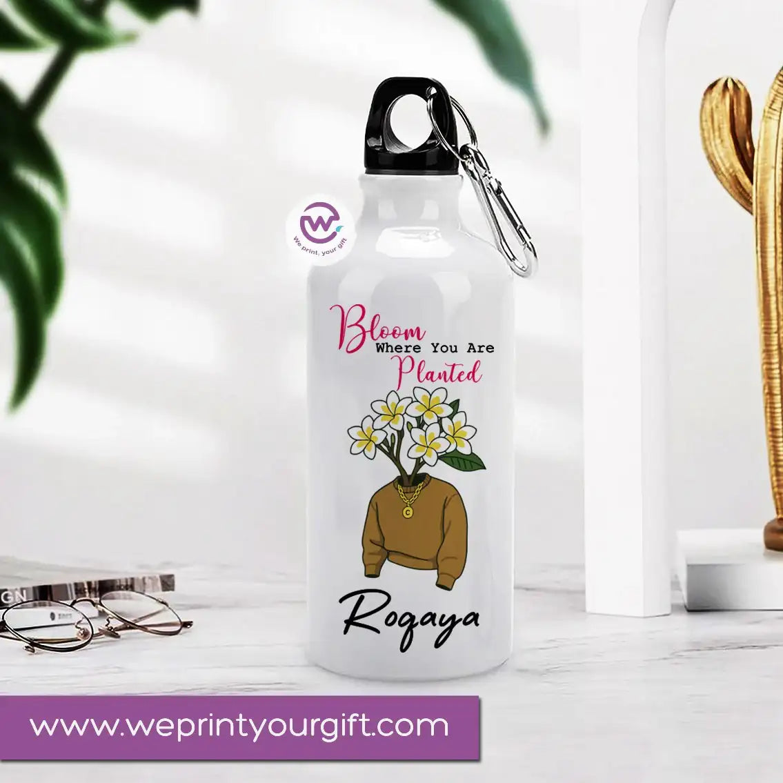 Custom water bottle- Floral-Names - WE PRINT