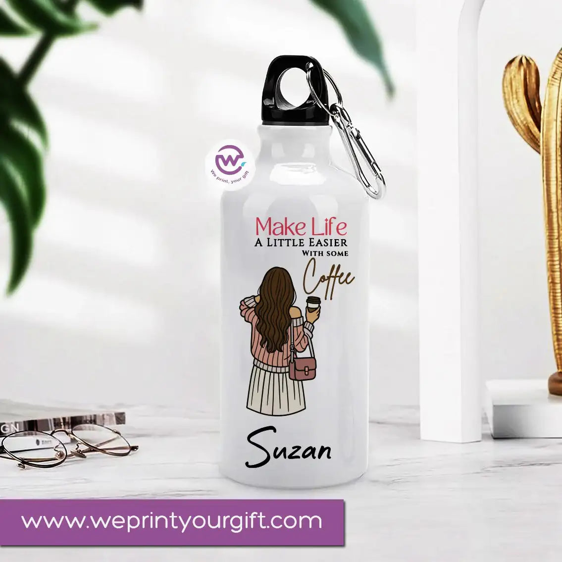 Custom water bottle- Floral-Names - WE PRINT