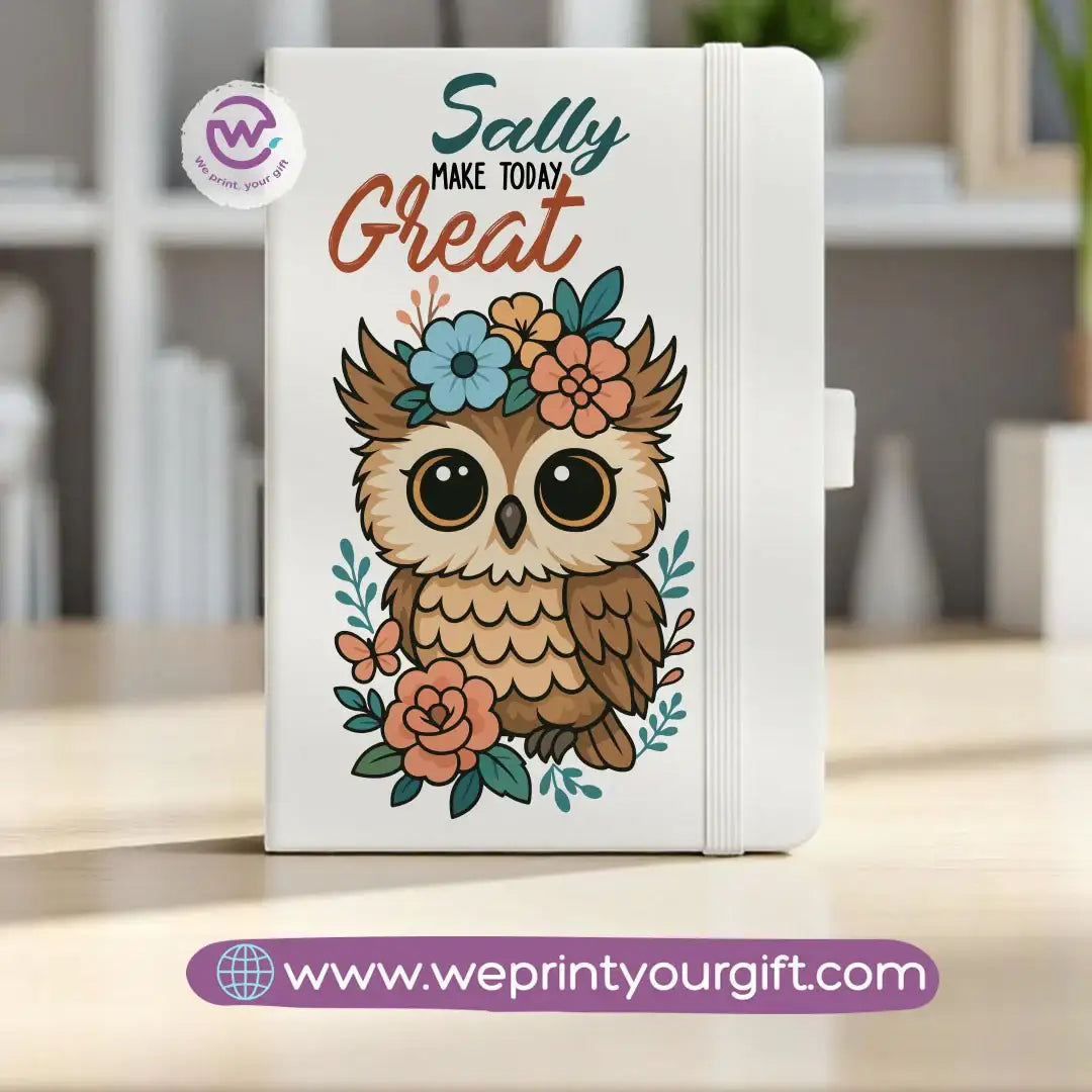 Rubber Notebook- Owl- Names - WE PRINT