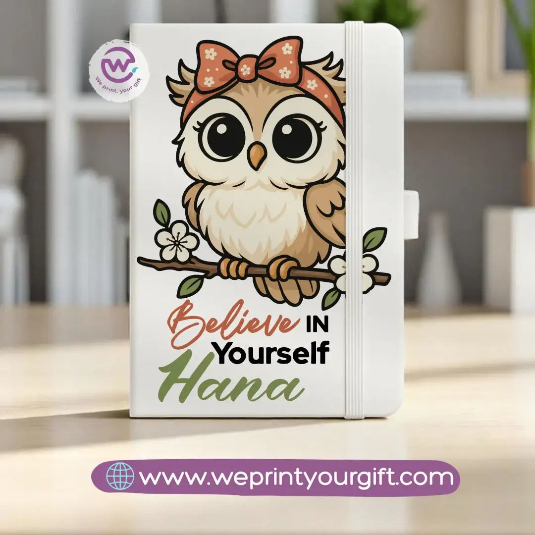 Rubber Notebook- Owl- Names - WE PRINT