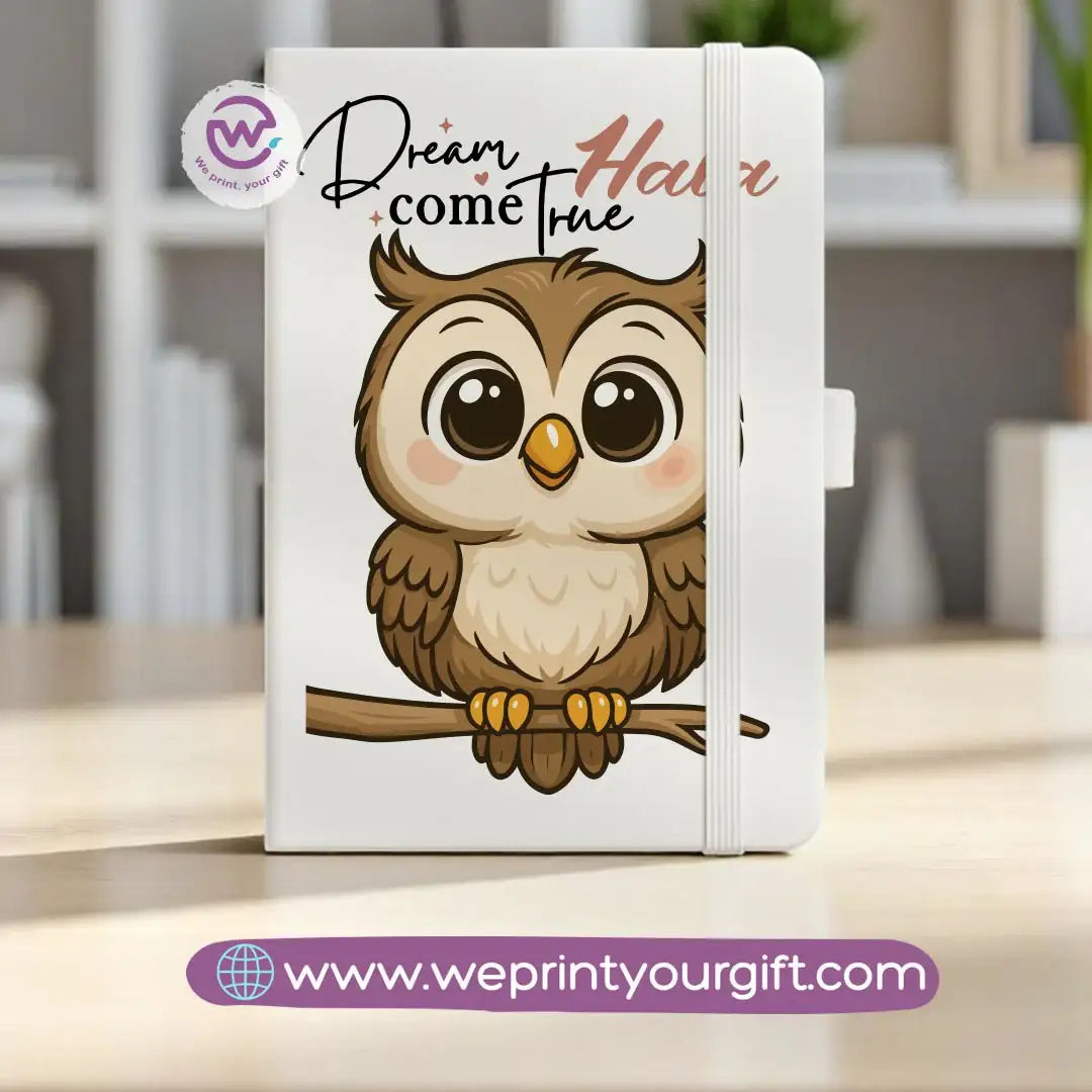 Rubber Notebook- Owl- Names - WE PRINT
