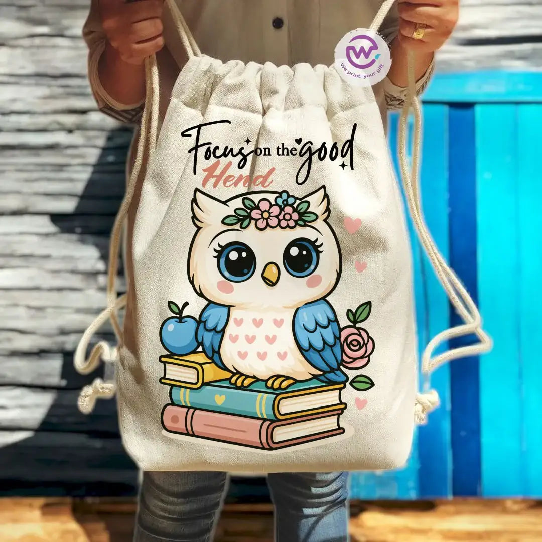 Drawstring Bag- Owl -Names - WE PRINT