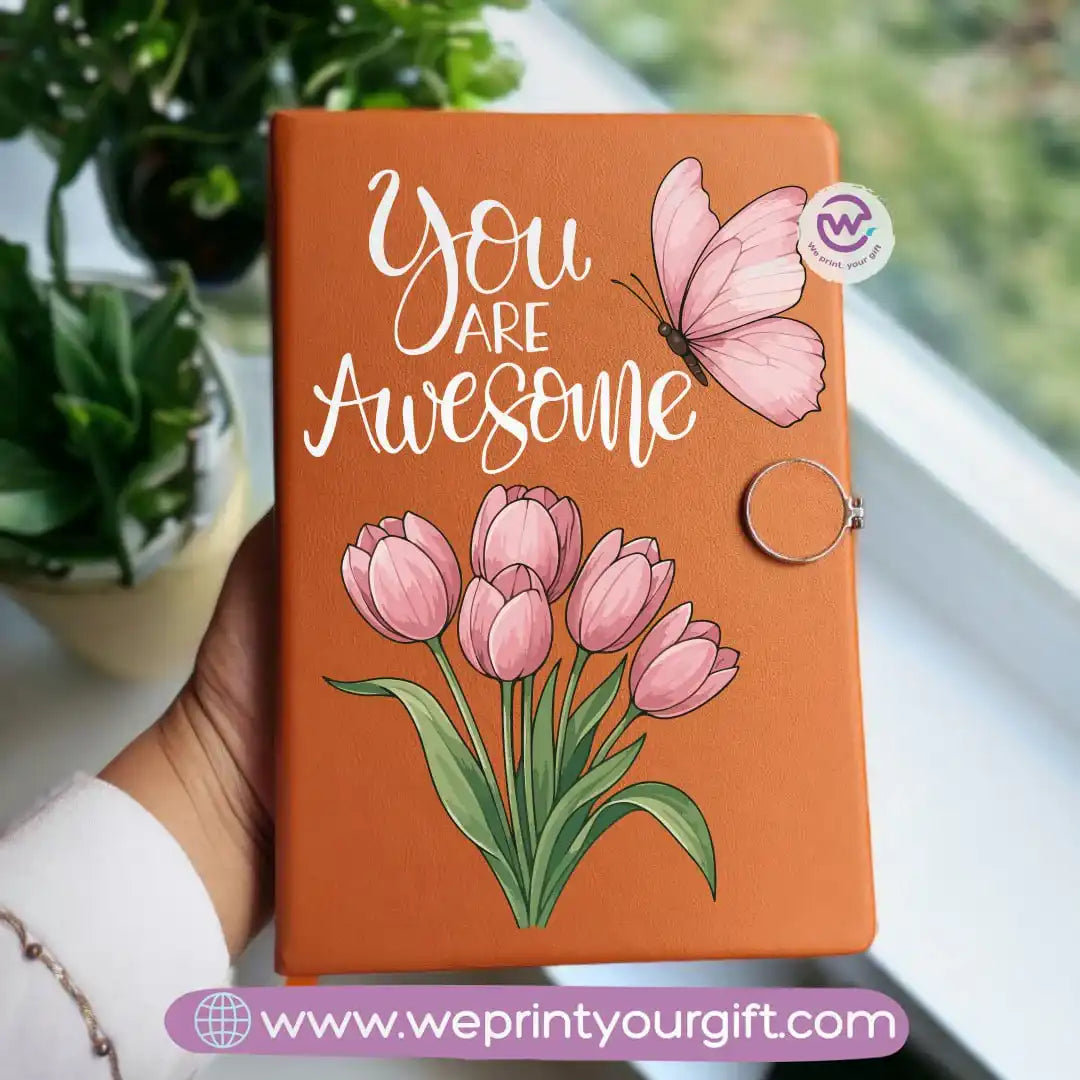 دفتر ملاحظات مخصص - دفتر ملاحظات جلدي - زهري