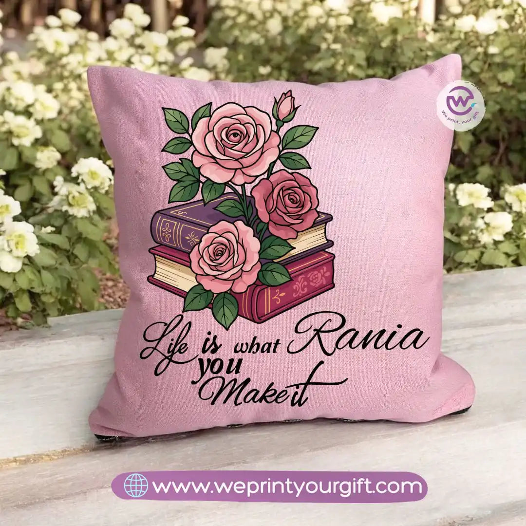 Square pillow- Motivation- Floral