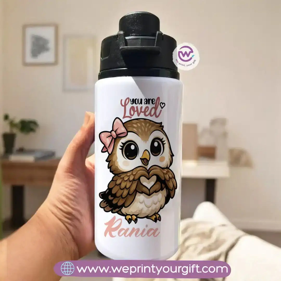 Aluminum Bottle with Holder- Owl - WE PRINT