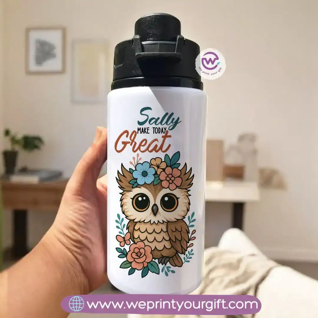 Aluminum Bottle with Holder- Owl - WE PRINT