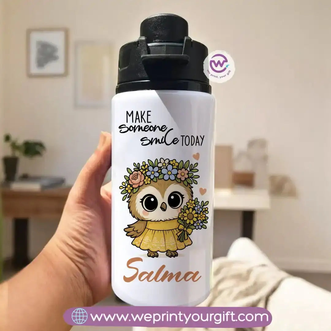 Aluminum Bottle with Holder- Owl - WE PRINT