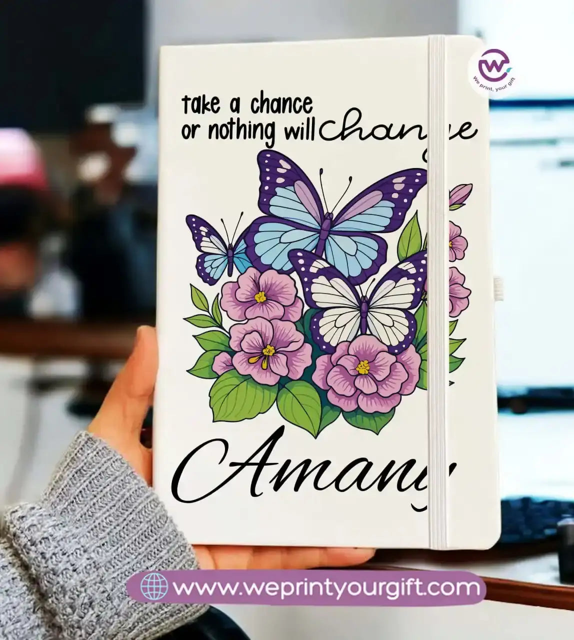 Personalized Notebook- Rubber notebook- Names - WE PRINT