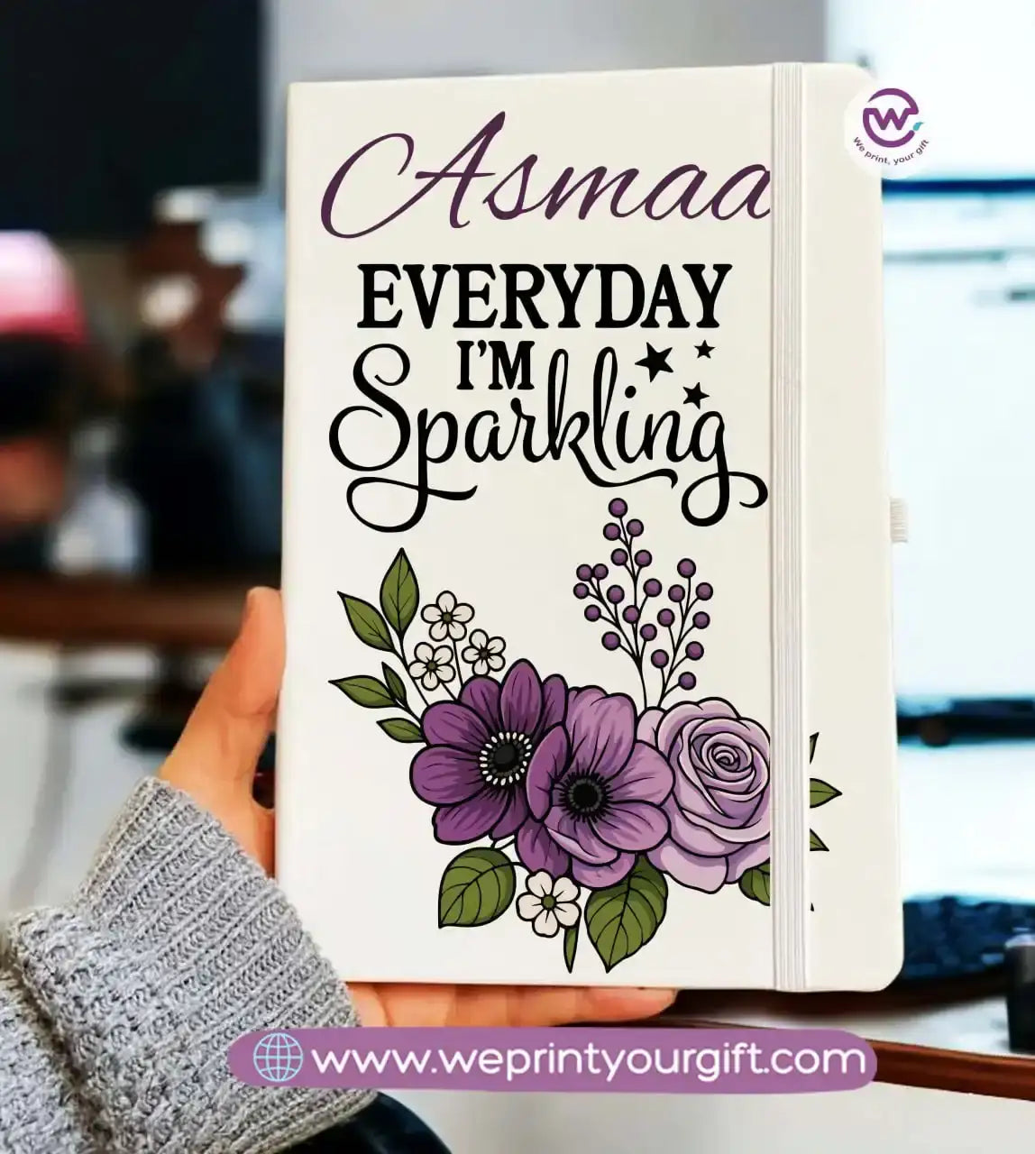 Personalized Notebook- Rubber notebook- Names - WE PRINT