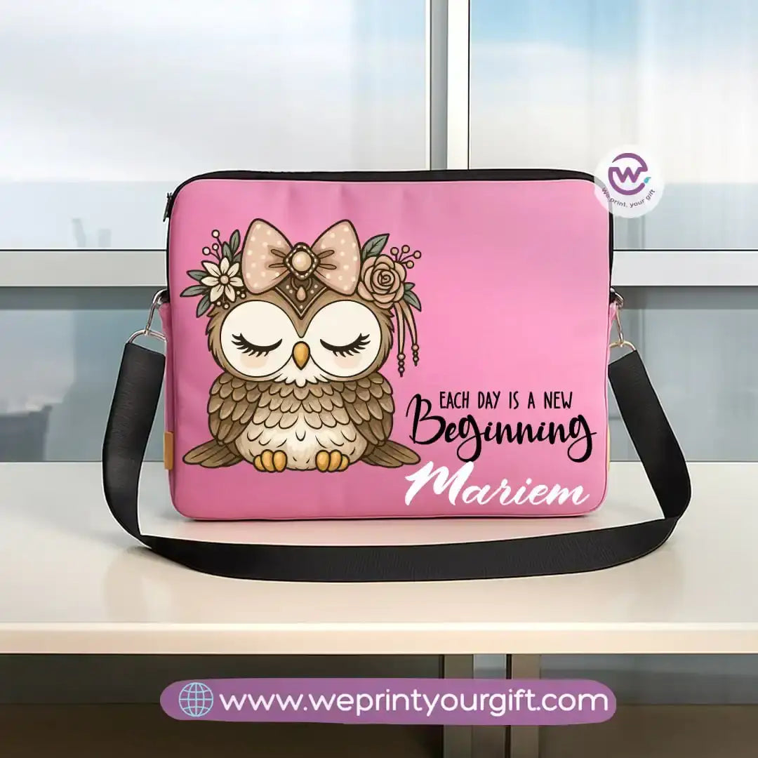 Fabric laptop sleeve-Owl- Names - WE PRINT