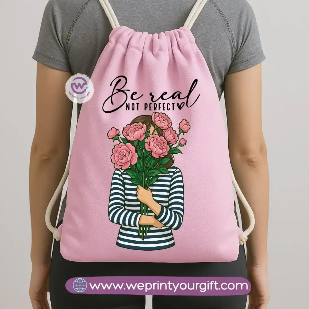 Drawstring Bag-Motivation and floral - WE PRINT