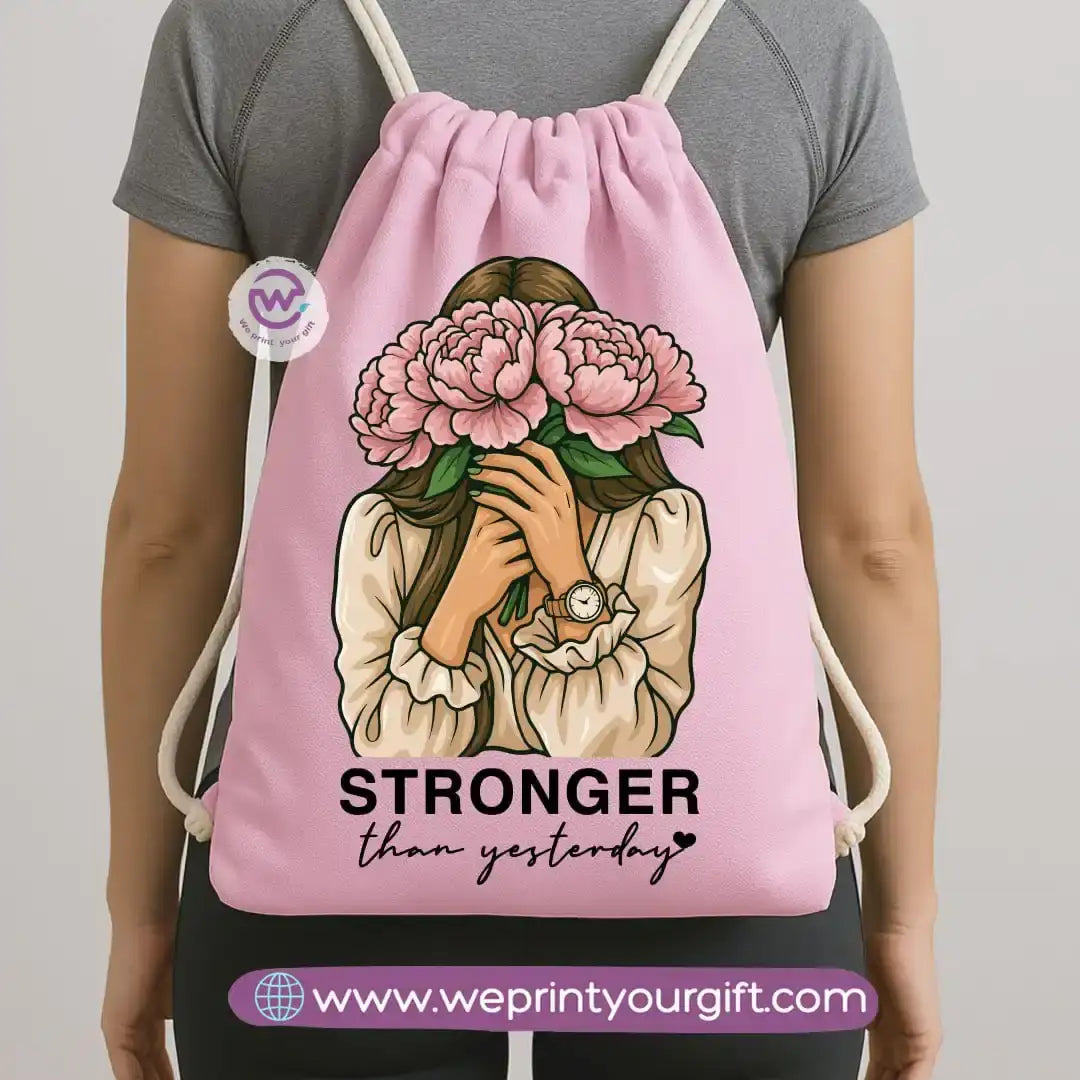 Drawstring Bag-Motivation and floral - WE PRINT