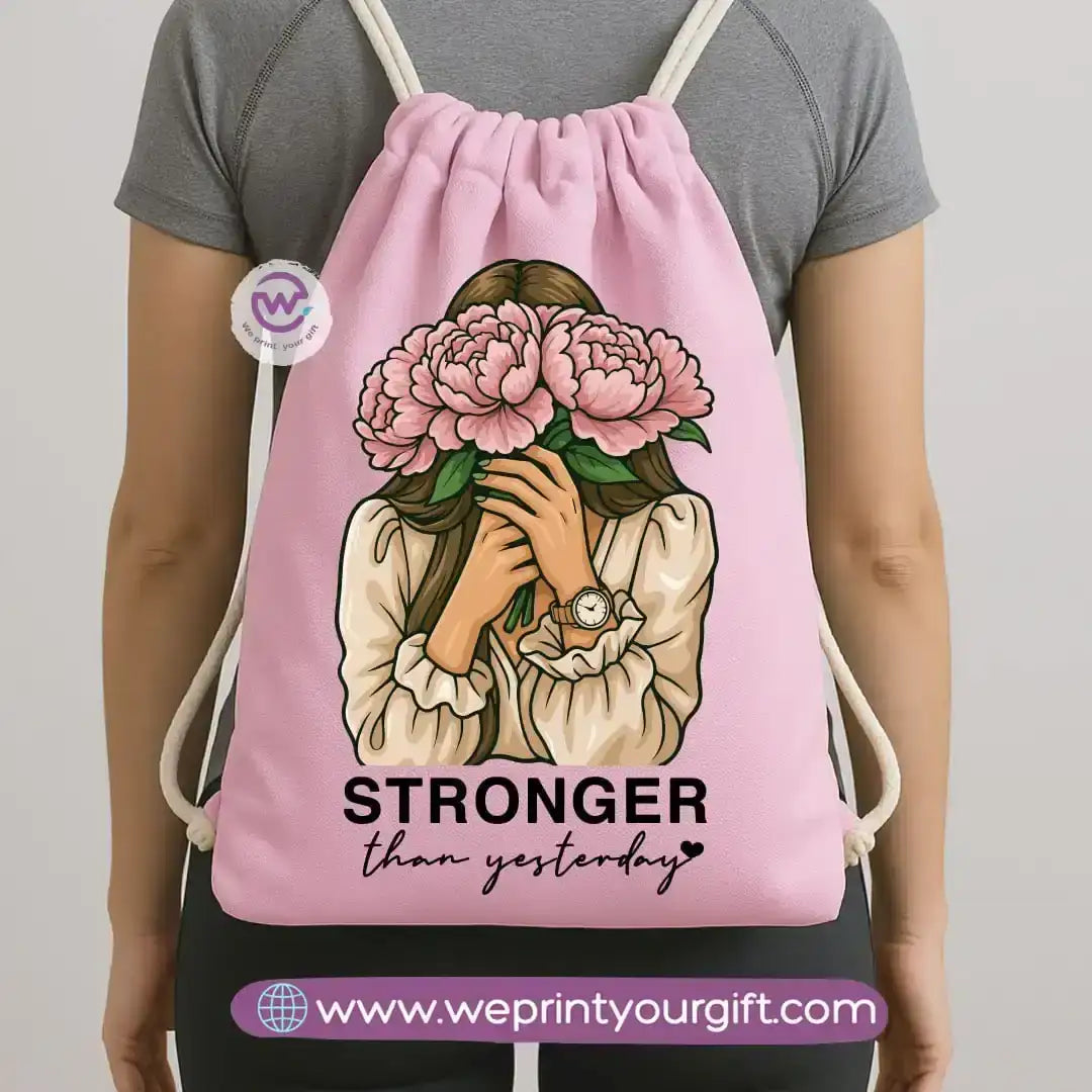 Drawstring Bag-Motivation and floral - WE PRINT