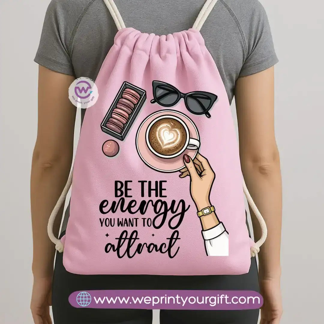 Drawstring Bag-Motivation and floral - WE PRINT
