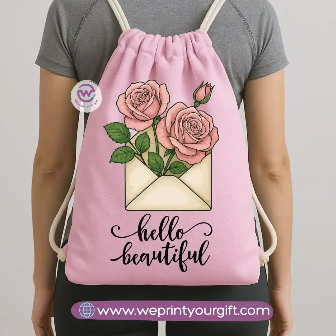 Drawstring Bag-Motivation and floral - WE PRINT