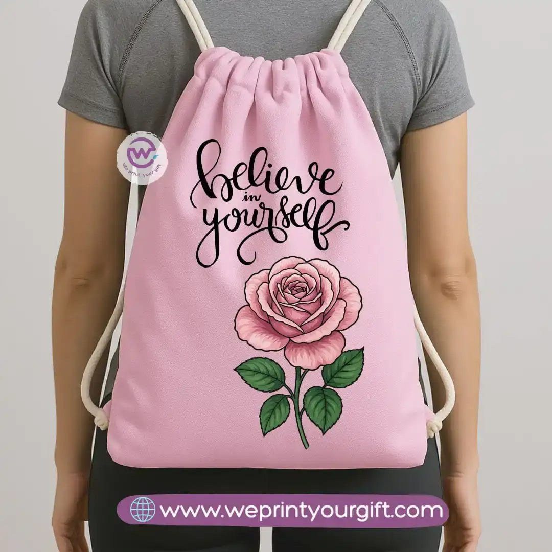 Drawstring Bag-Motivation and floral - WE PRINT