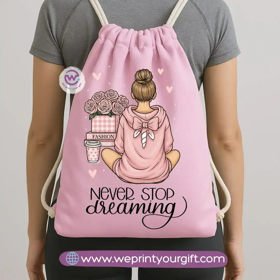 Drawstring Bag-Motivation and floral - WE PRINT