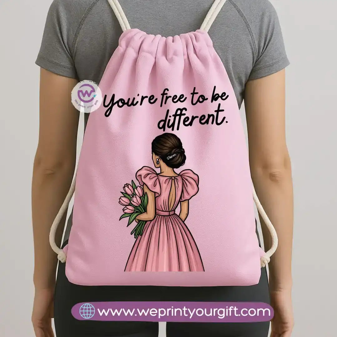 Drawstring Bag-Motivation and floral - WE PRINT