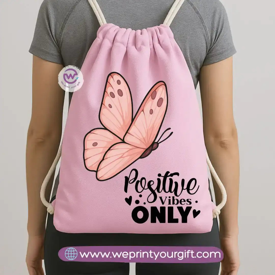 Drawstring Bag-Motivation and floral - WE PRINT