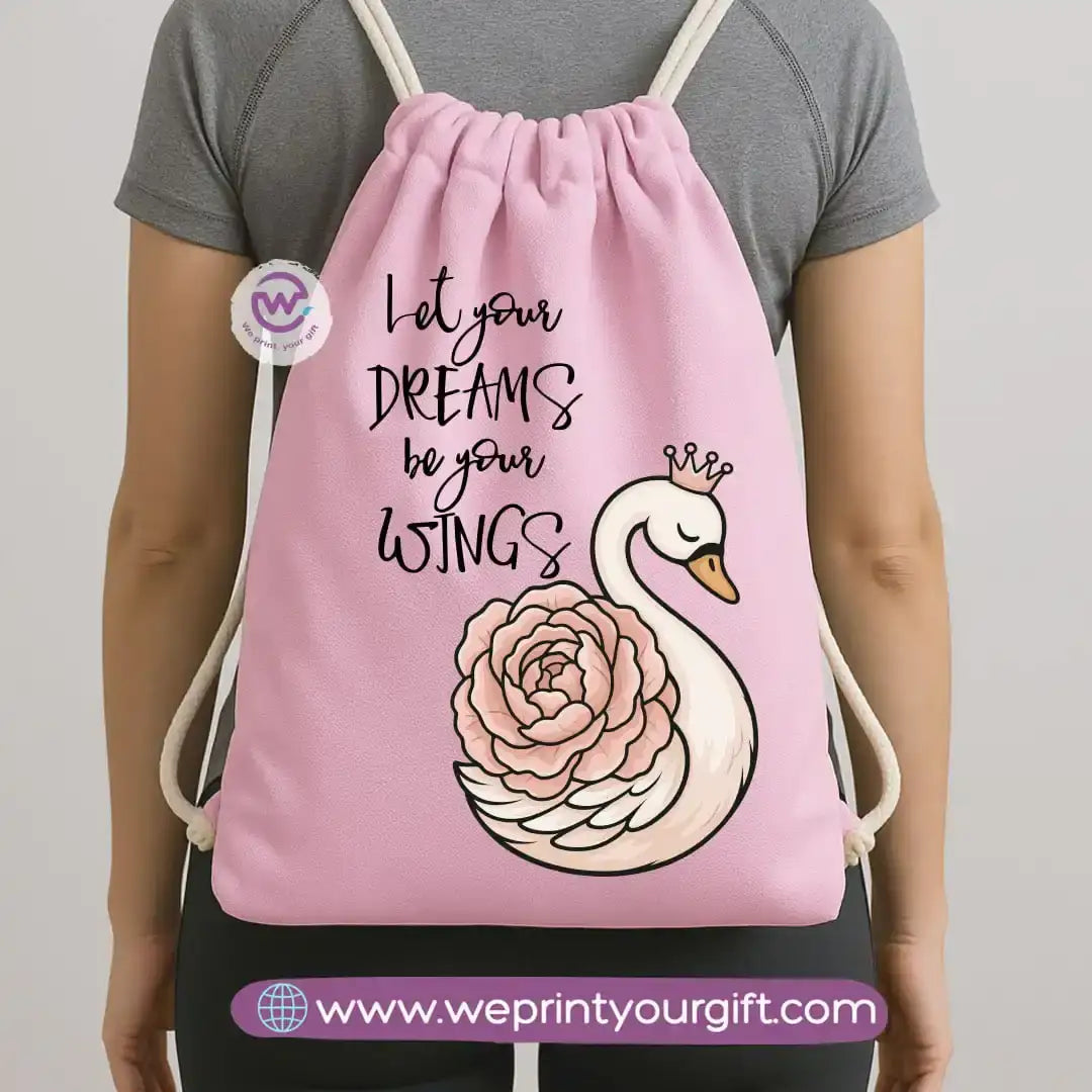 Drawstring Bag-Motivation and floral - WE PRINT