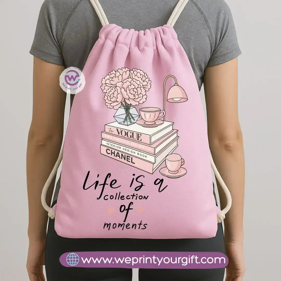 Drawstring Bag-Motivation and floral - WE PRINT