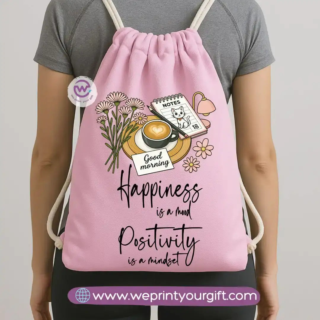 Drawstring Bag-Motivation and floral - WE PRINT