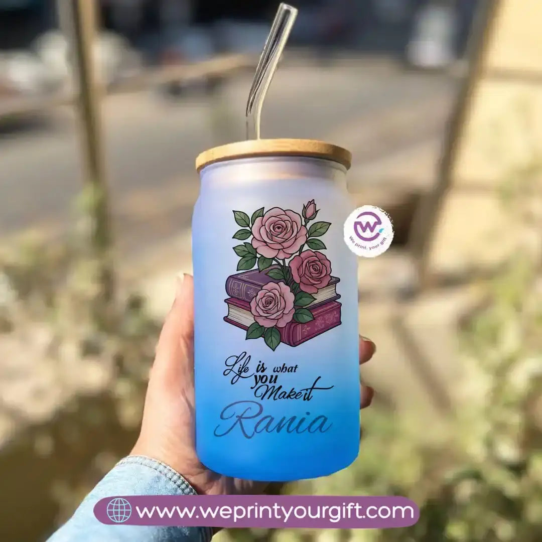 Frosted mug with straw- Motivation - WE PRINT