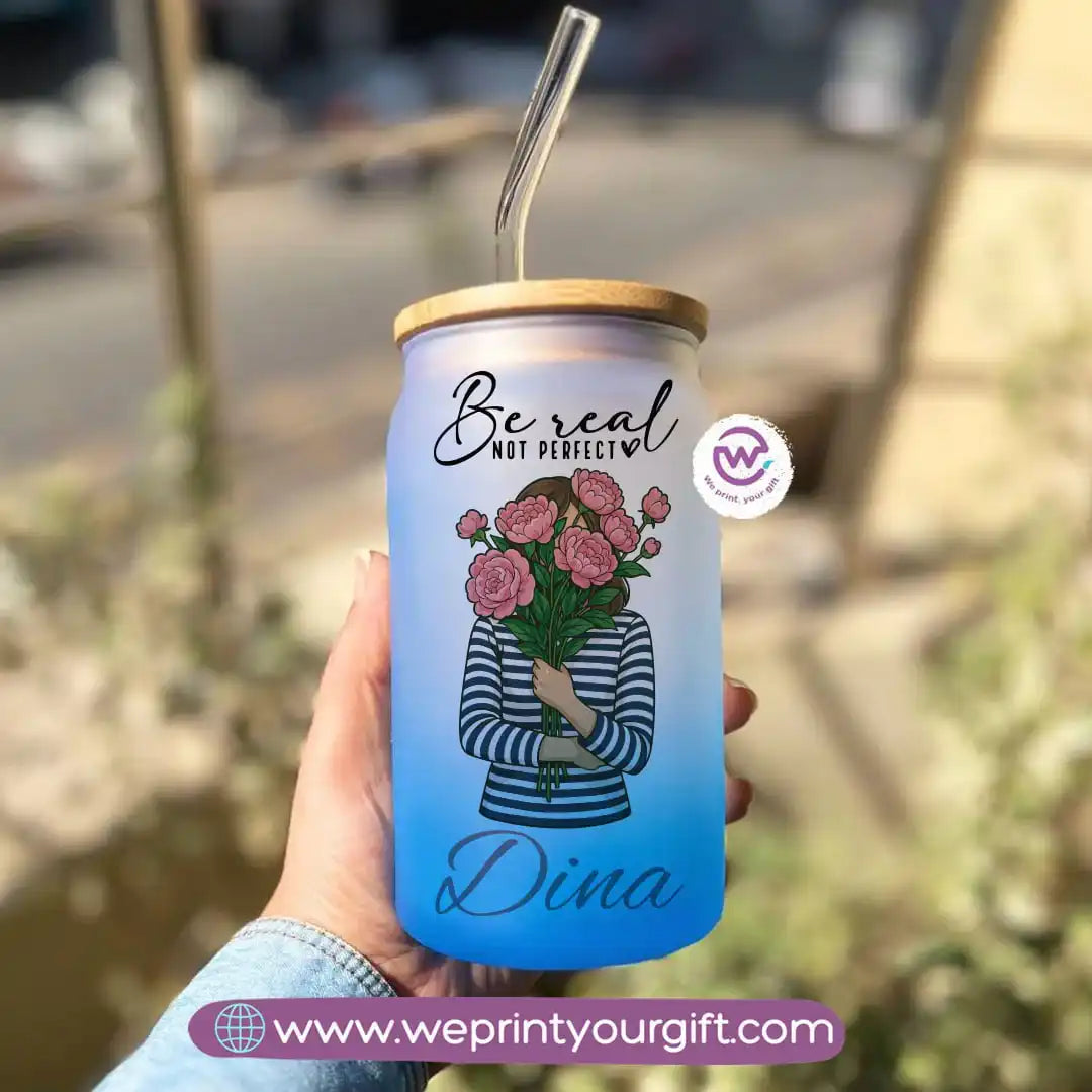 Frosted mug with straw- Motivation - WE PRINT