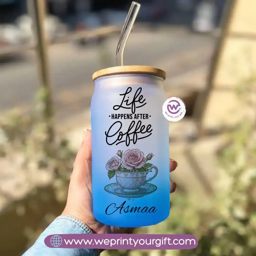 Frosted mug with straw- Motivation - WE PRINT
