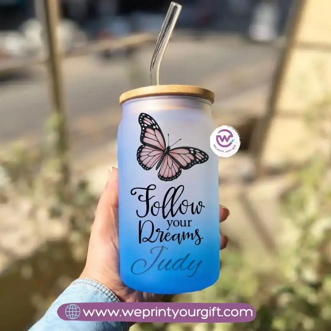 Frosted mug with straw- Motivation - WE PRINT