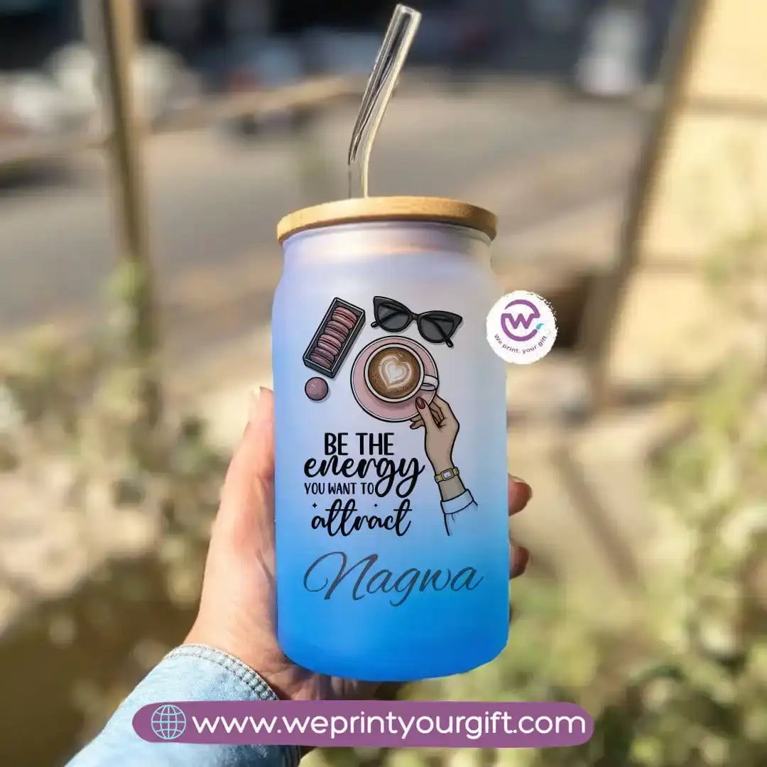 Frosted mug with straw- Motivation - WE PRINT