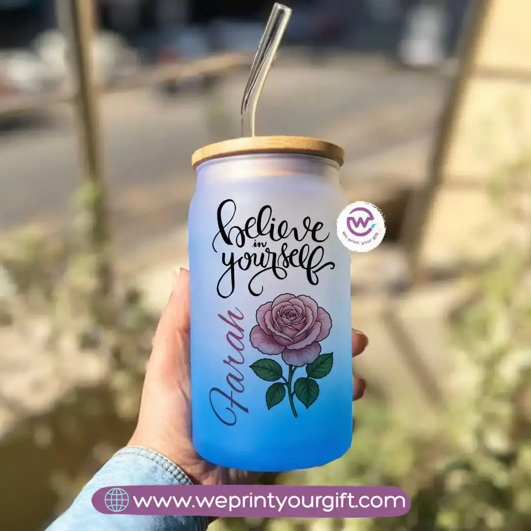 Frosted mug with straw- Motivation - WE PRINT