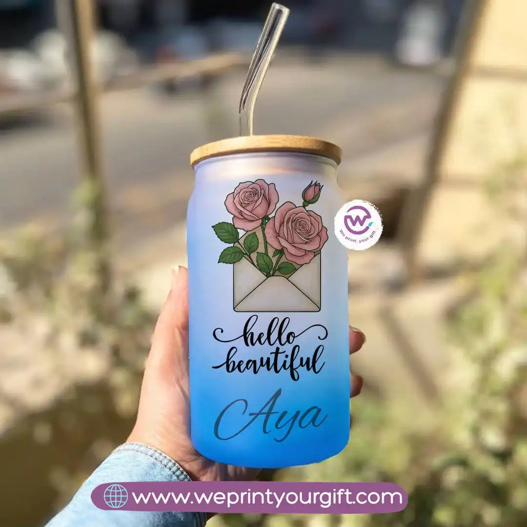 Frosted mug with straw- Motivation - WE PRINT