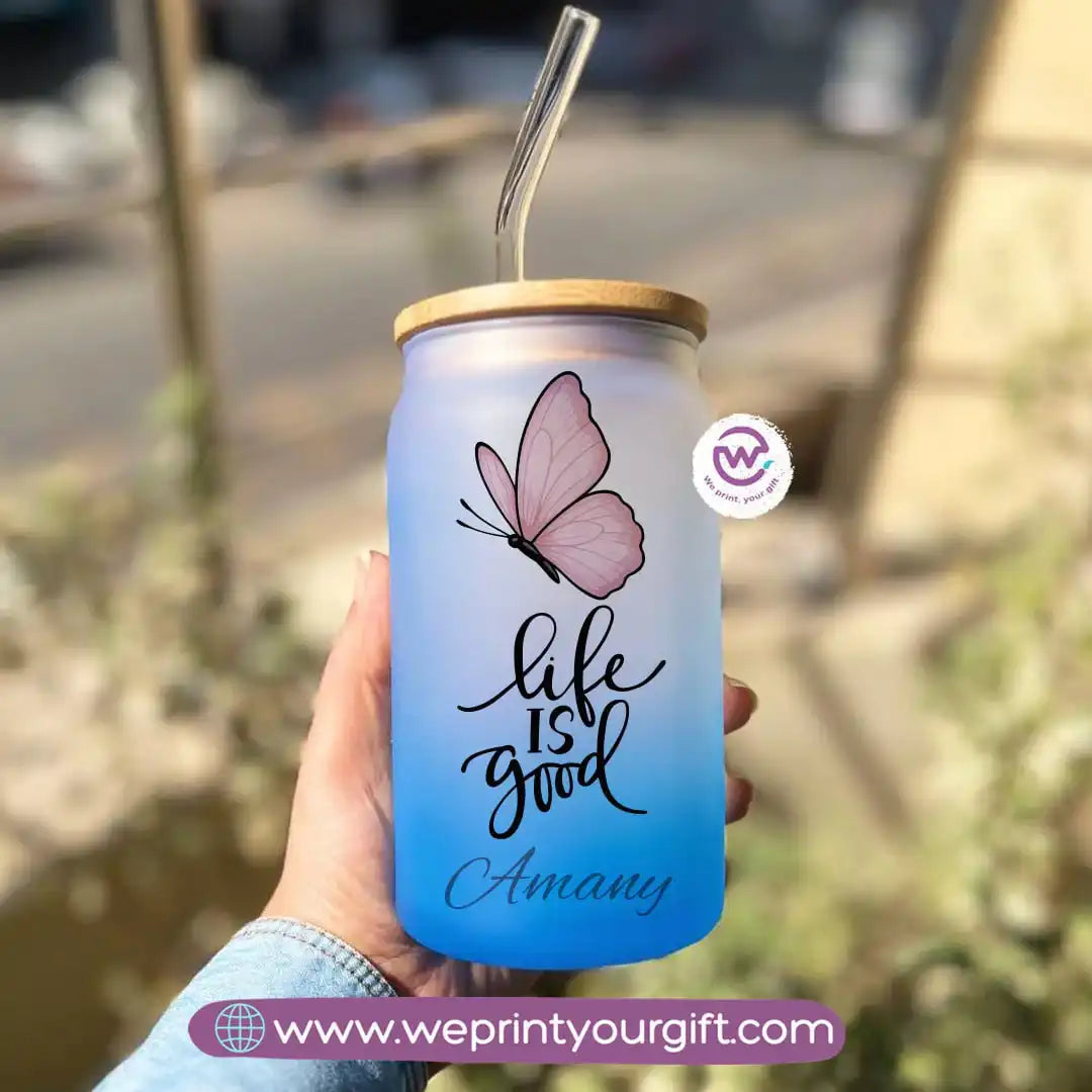 Frosted mug with straw- Motivation - WE PRINT