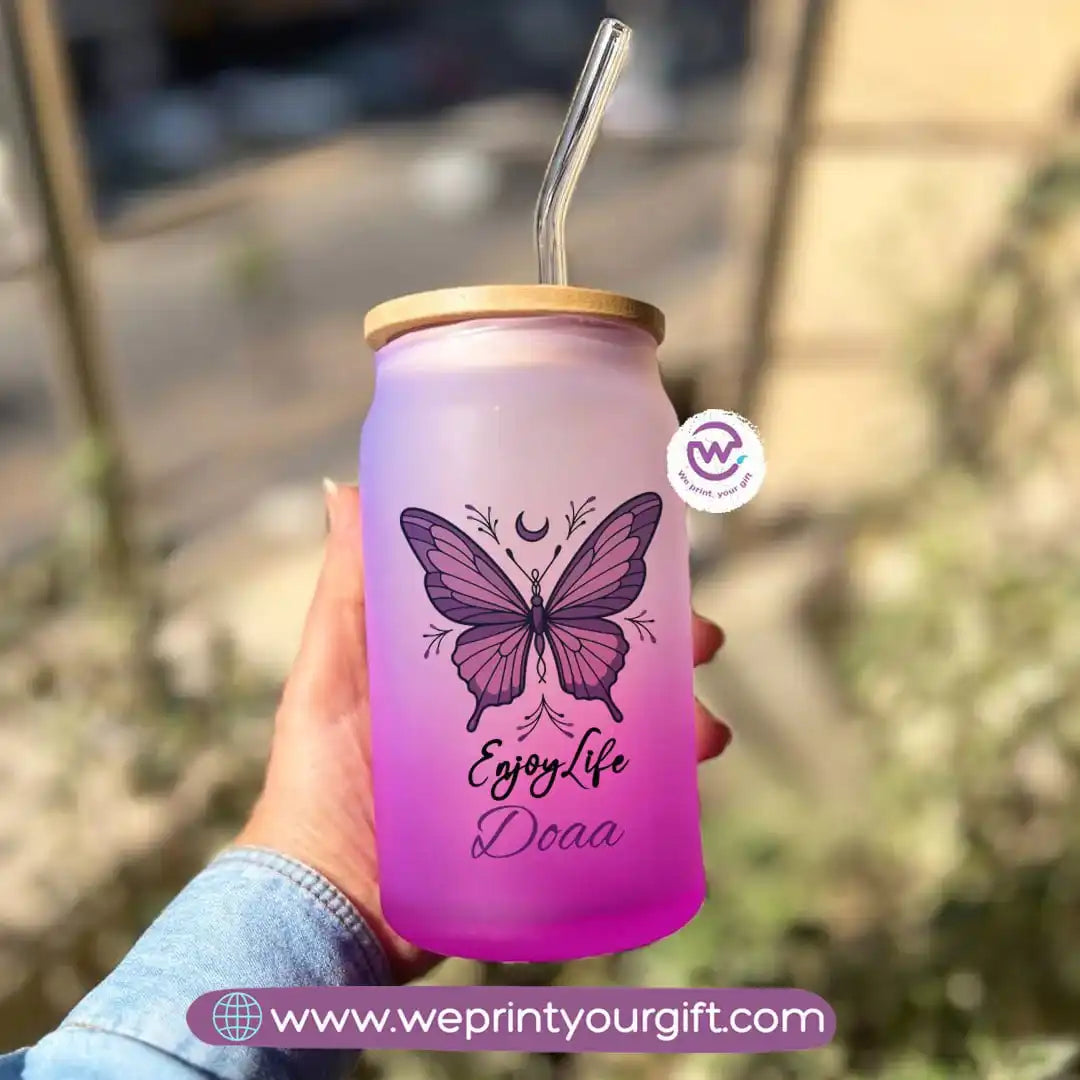 Frosted mug with straw- Inspirational quotes