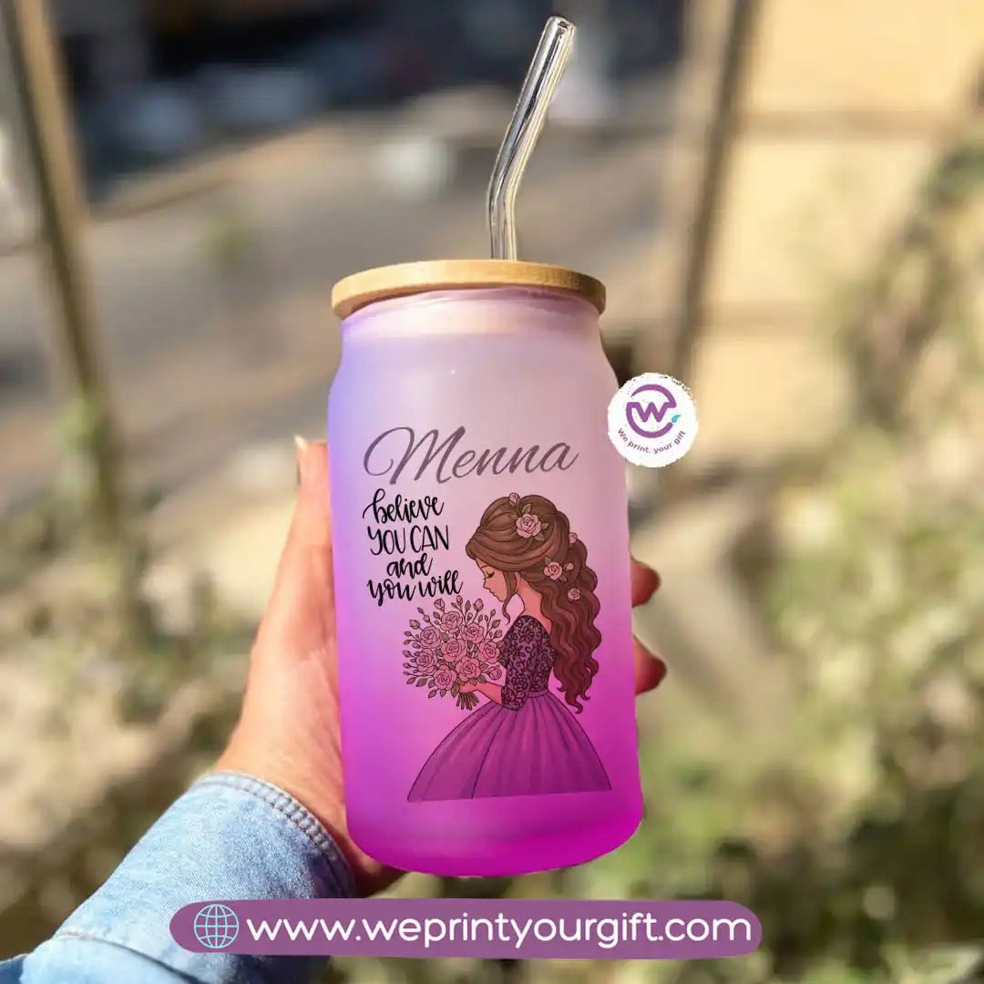 Frosted mug with straw- Inspirational quotes