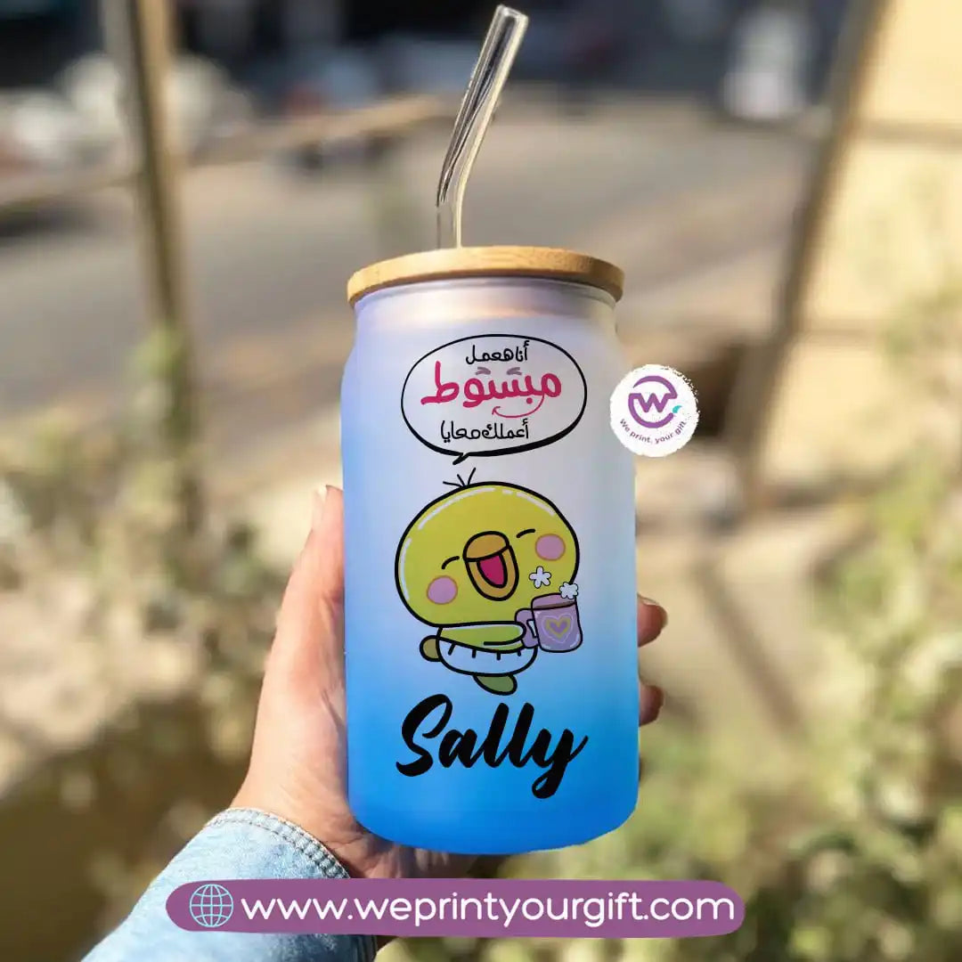 Frosted mug with straw- Comics - WE PRINT