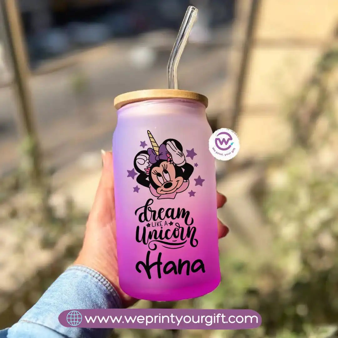 Frosted mug with straw- Disney