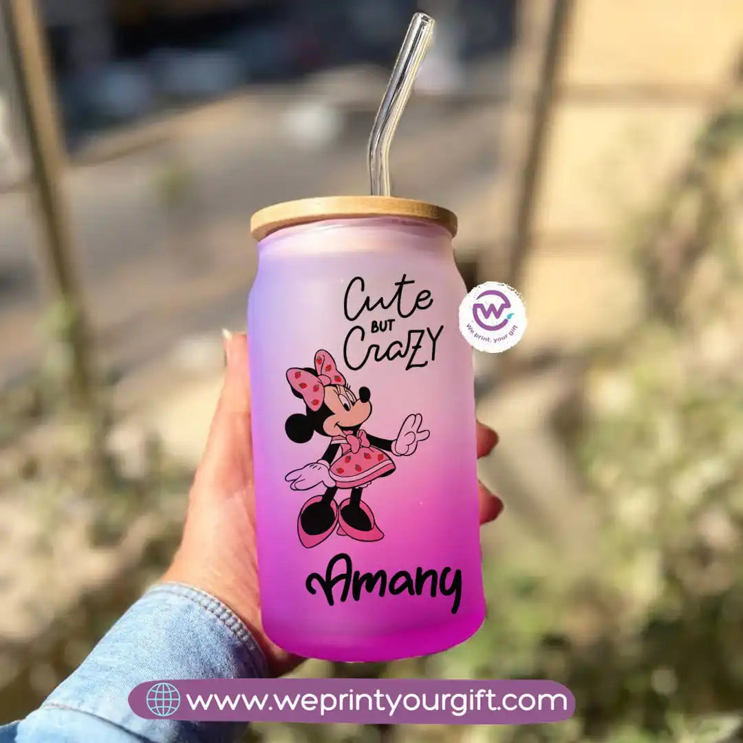 Frosted mug with straw- Disney