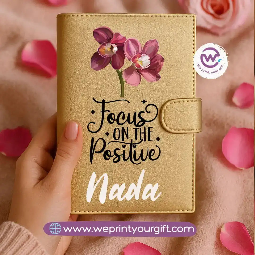 Leather wallet for women-Gold-Floral - WE PRINT
